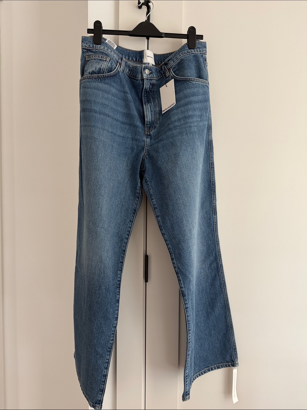 Reformation Val 90s Mid rise Straight-Leg Blue Jeans